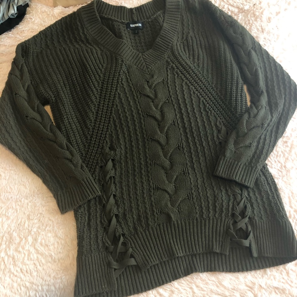 Express olive green sweater